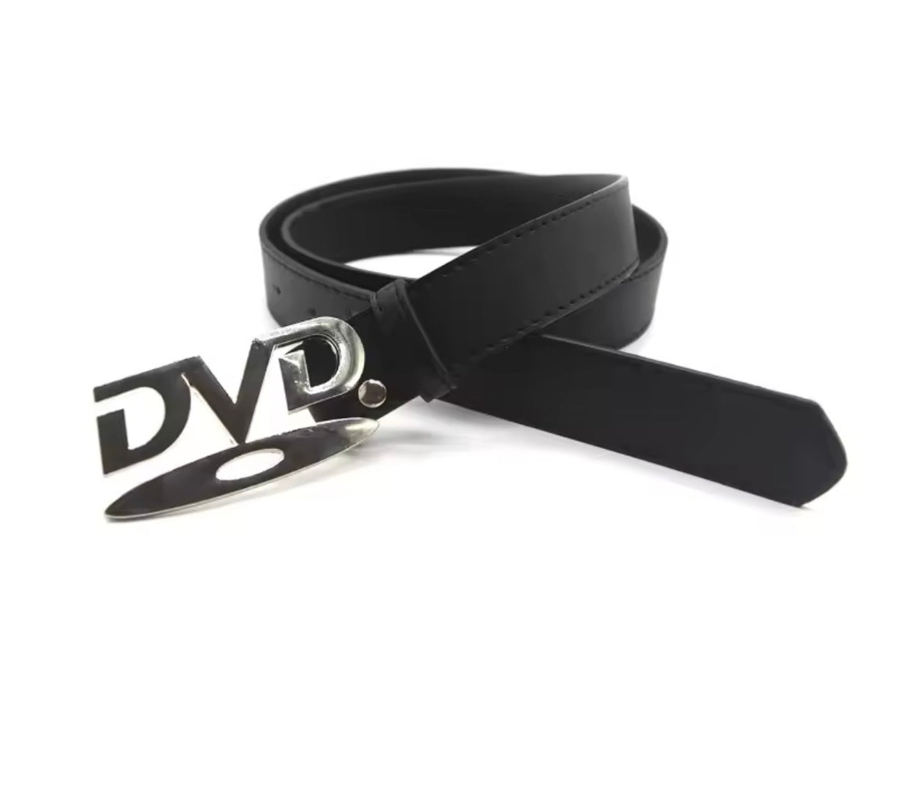 Unisex Nostalgic DVD Buckle Belt Versatile Black White Decorative Waist Straps Belt for Men Women Jeans Matching Gift for Her