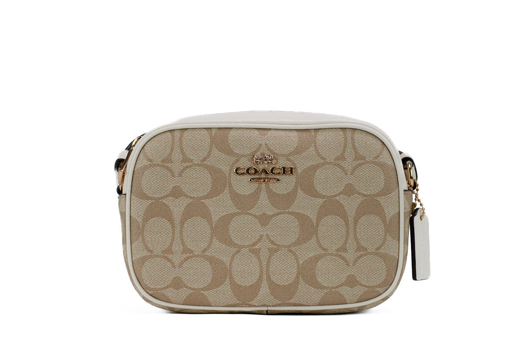 Coach (C9926) Jamie Mini Khaki Chalk Coated Canvas Camera Crossbody Handbag