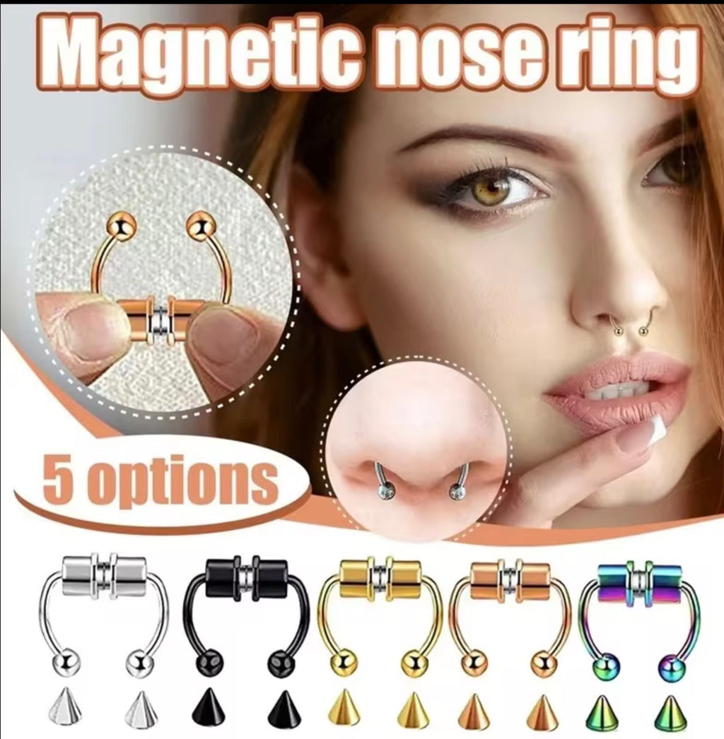 Magnetic Horseshoe Nose Rings, 316L Stainless Steel, Faux Septum Rings, Fake Piercing, Clip on, Hoop Rings, Gift for Women, Girl