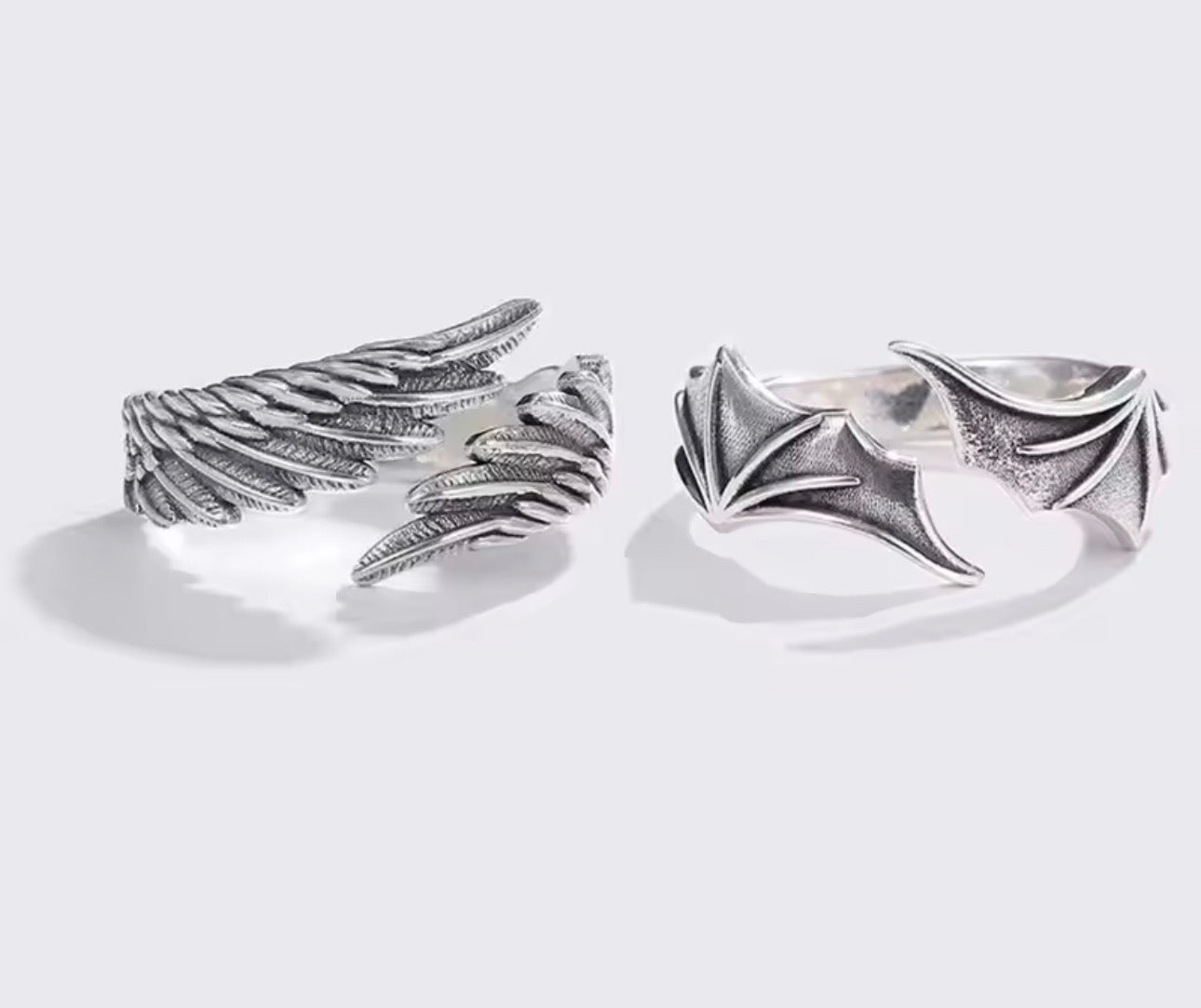 Retro Angel Demon Wings Creative Ring For Men Women Punk Gothic Open Ring Handmade Unisex Jewelry Accessories Gift For Lovers