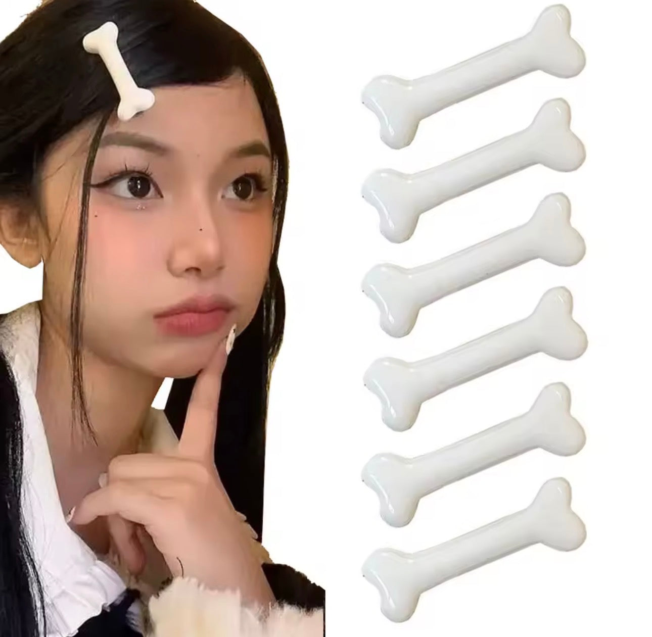 White Bone Hair Clip Cute Cartoon Bobby Pin Y2k Fashion Hair Volume Clip Small Hairpins Barrettes Creative Hair Accessories