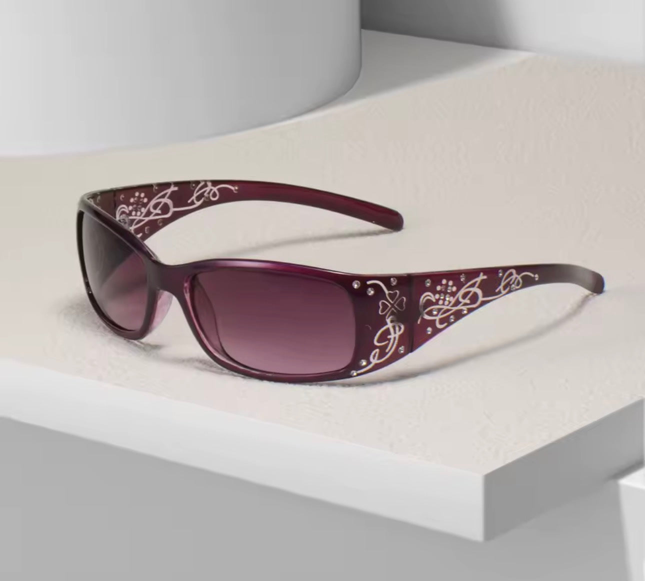 Pattern Decoration Diamond-Encrusted Square Frame Sunglasses Retro Style Daily Classic Fashion Ladies Vacation Travel Glasses