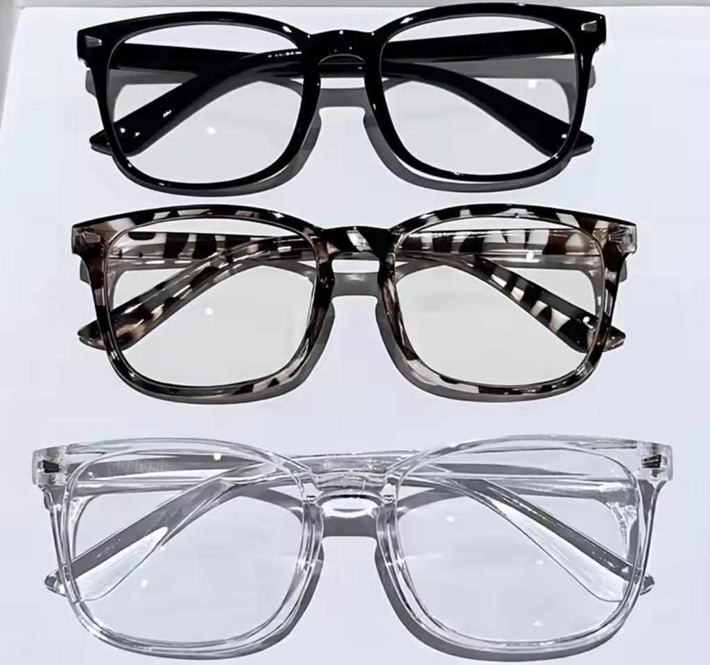 3pcs Lightweight PC Frames Minimalist Square Clear Lens Glasses - Blue Light Blocking, Full Frame, for Everyday & Casual Wear