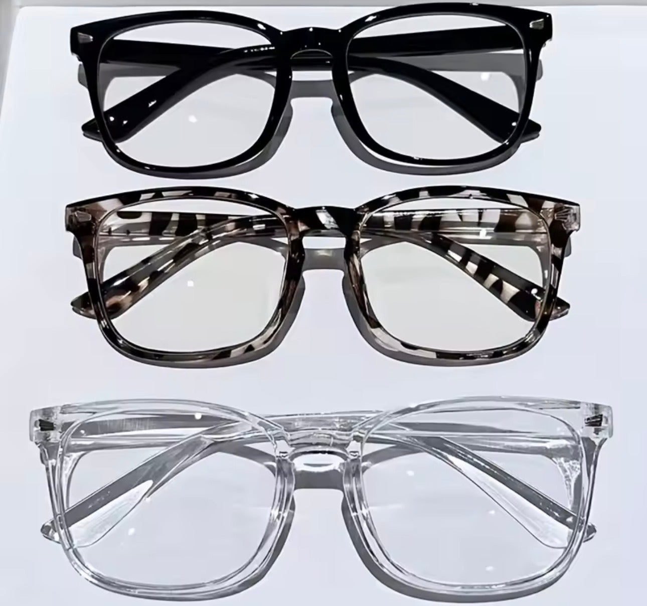 3pcs Lightweight PC Frames Minimalist Square Clear Lens Glasses - Blue Light Blocking, Full Frame, for Everyday & Casual Wear