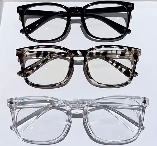 3pcs Lightweight PC Frames Minimalist Square Clear Lens Glasses - Blue Light Blocking, Full Frame, for Everyday & Casual Wear