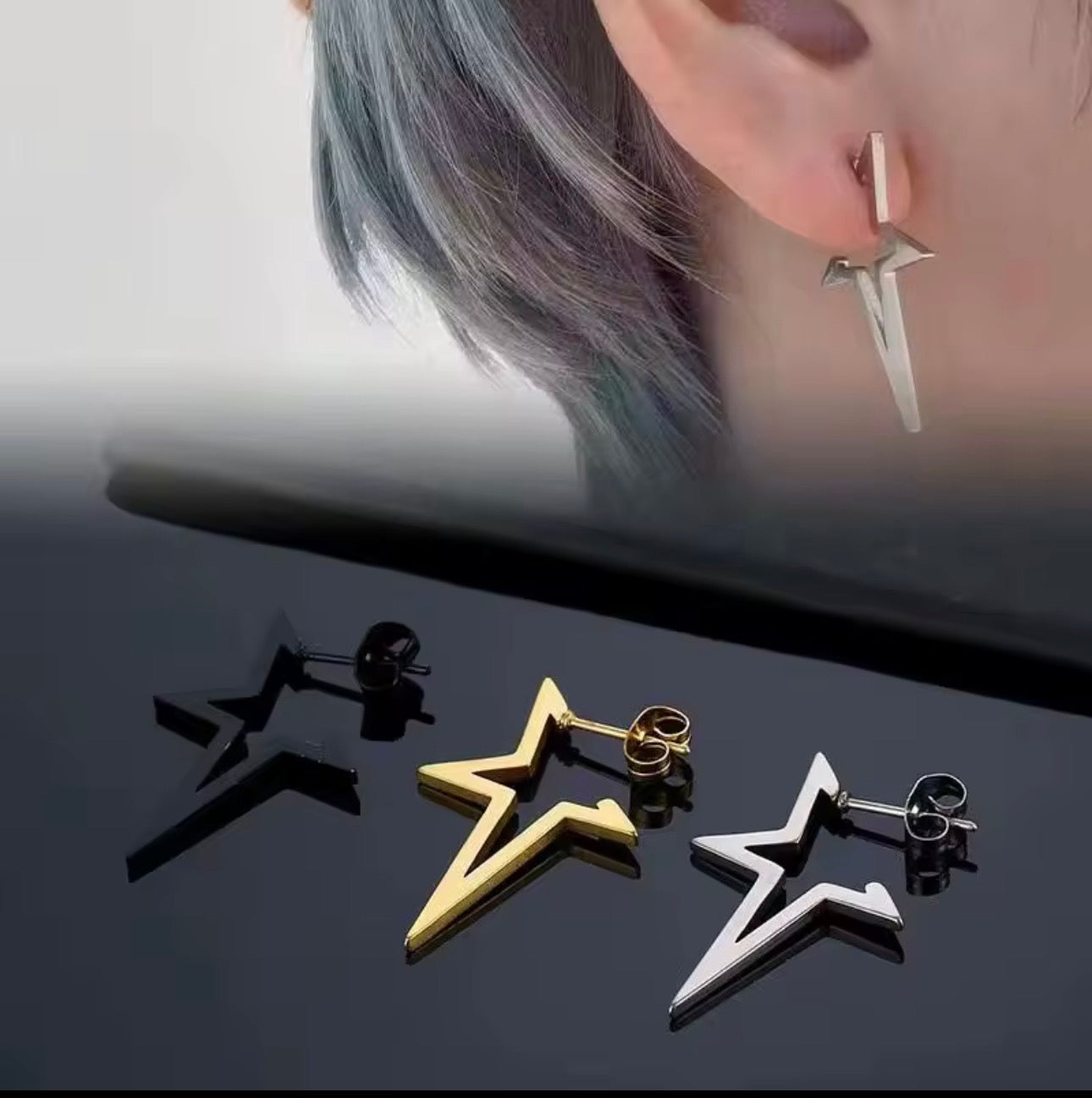 Harajuku Punk Big Star Earring Irregular Hollow Out Alien Metal Pentagram Ear Stud for Women Cool Girl Trend Y2K Jewelry NEW Har