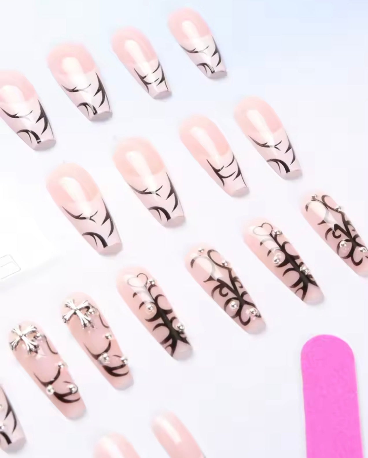 24 PCs Fake Nails with 1 Nail Glue and 1 Nail File