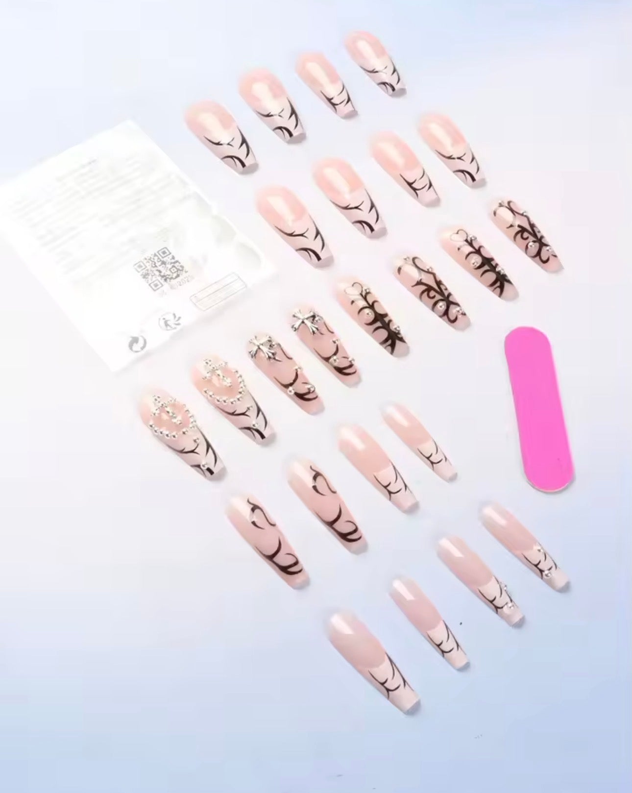 24 PCs Fake Nails with 1 Nail Glue and 1 Nail File
