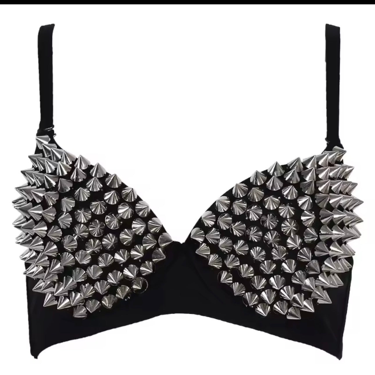 Silver Rivets Punk Rave Bralette Lingerie Gothic Bra Top Sexy Push Up Brassiere Nightclub Party Bar Fashion Hot Bras for Women