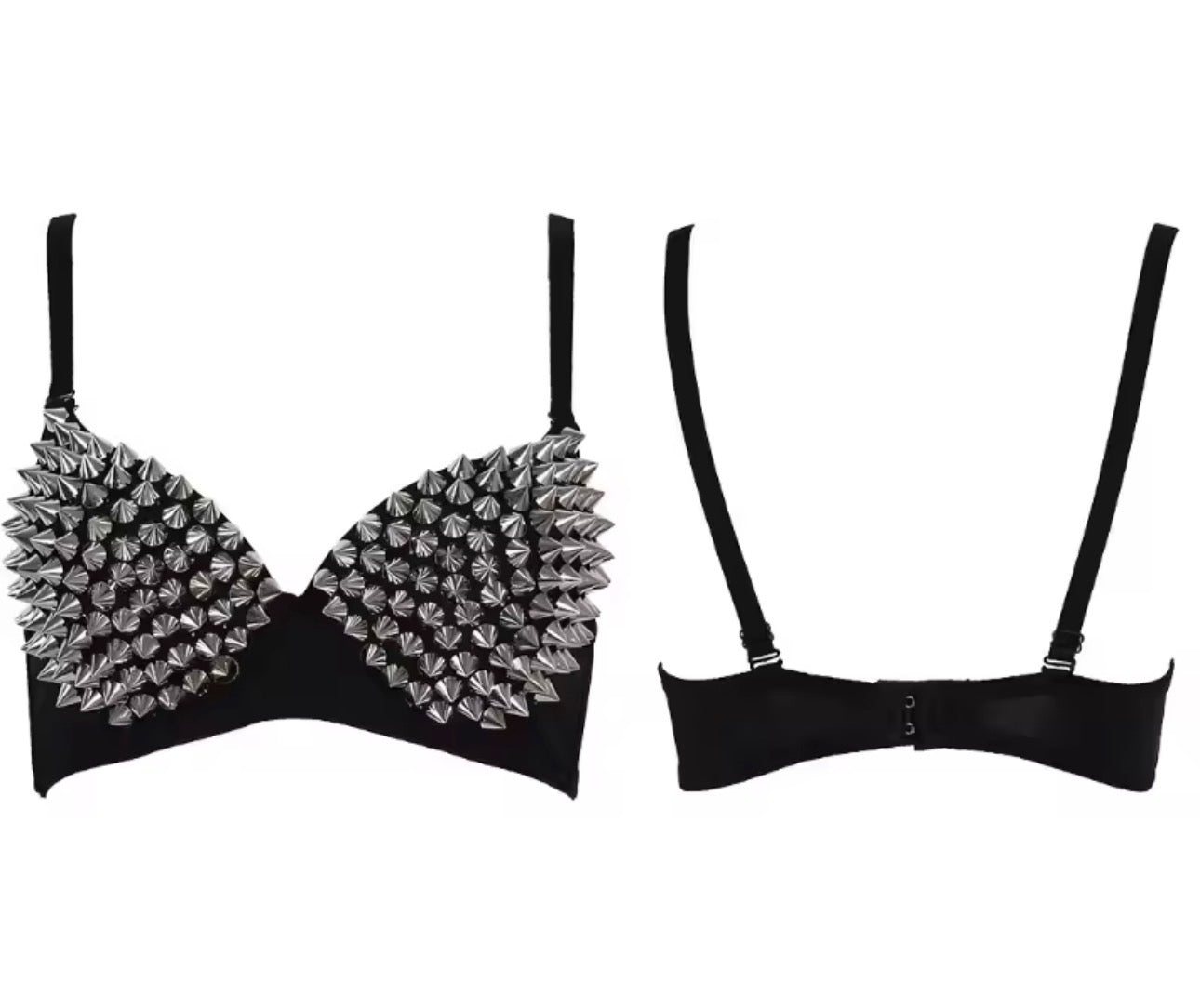 Silver Rivets Punk Rave Bralette Lingerie Gothic Bra Top Sexy Push Up Brassiere Nightclub Party Bar Fashion Hot Bras for Women