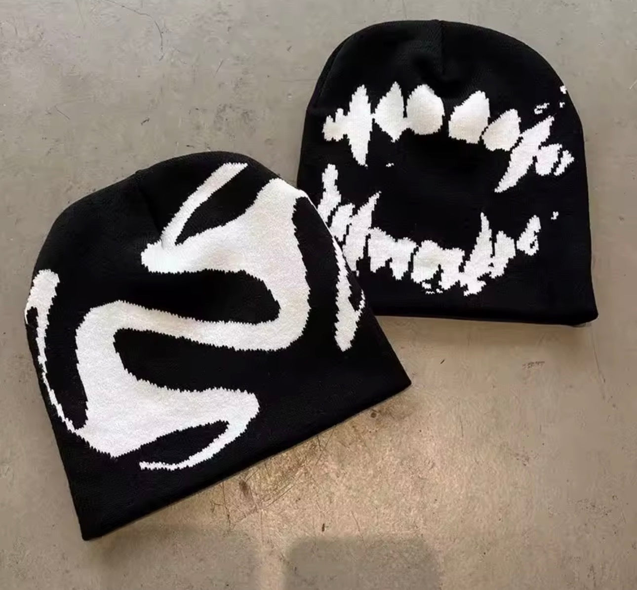 Women Hat Knitting Beanies Goth Tooth Caps Men Y2k Streetwear Winter Fashion Pullover Kpop Harajuku Vintage Warm Hip Hop Unisex