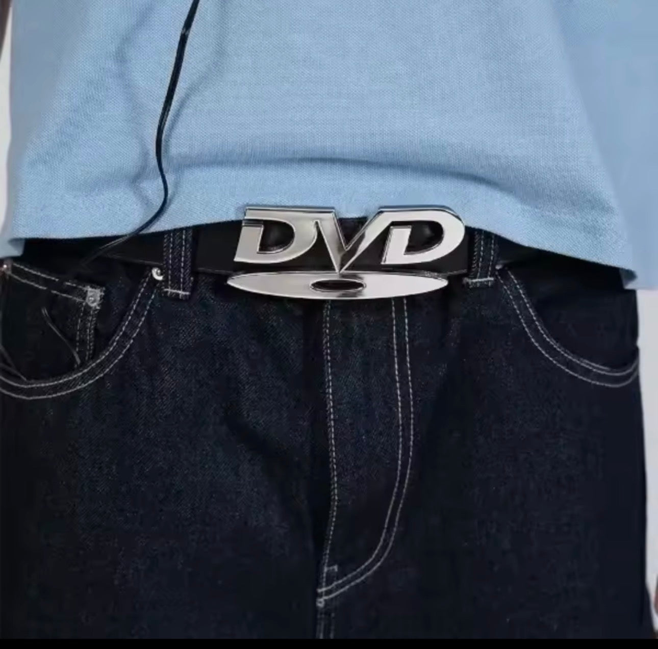 Unisex Nostalgic DVD Buckle Belt Versatile Black White Decorative Waist Straps Belt for Men Women Jeans Matching Gift for Her