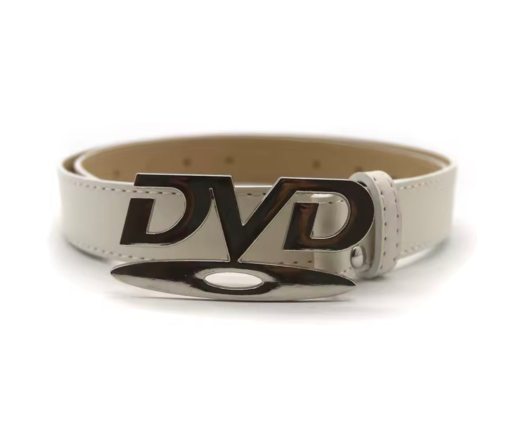 Unisex Nostalgic DVD Buckle Belt Versatile Black White Decorative Waist Straps Belt for Men Women Jeans Matching Gift for Her