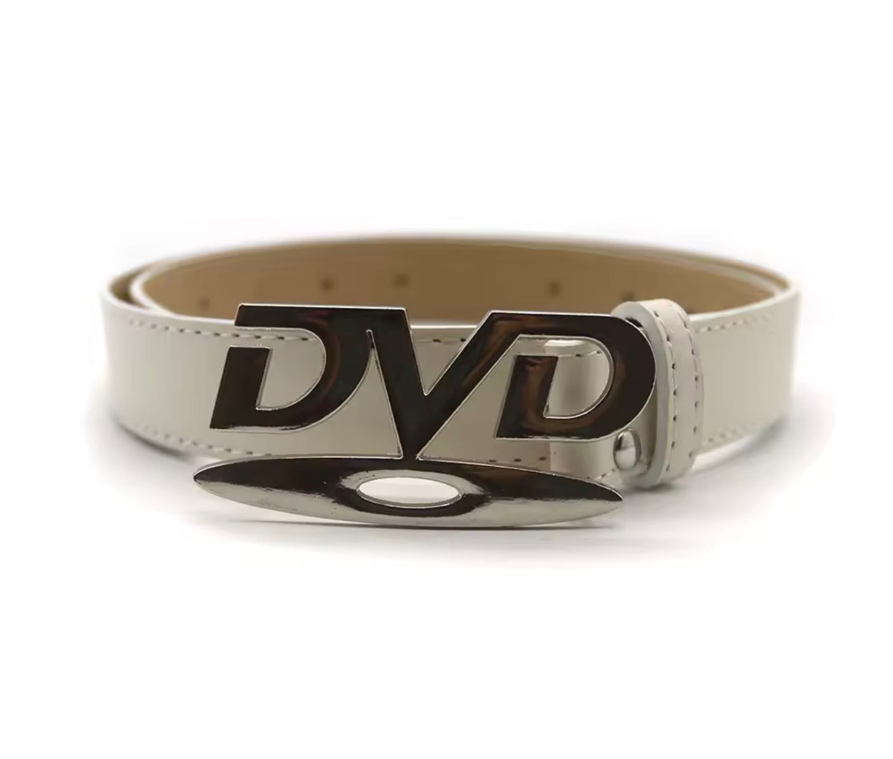 Unisex Nostalgic DVD Buckle Belt Versatile Black White Decorative Waist Straps Belt for Men Women Jeans Matching Gift for Her