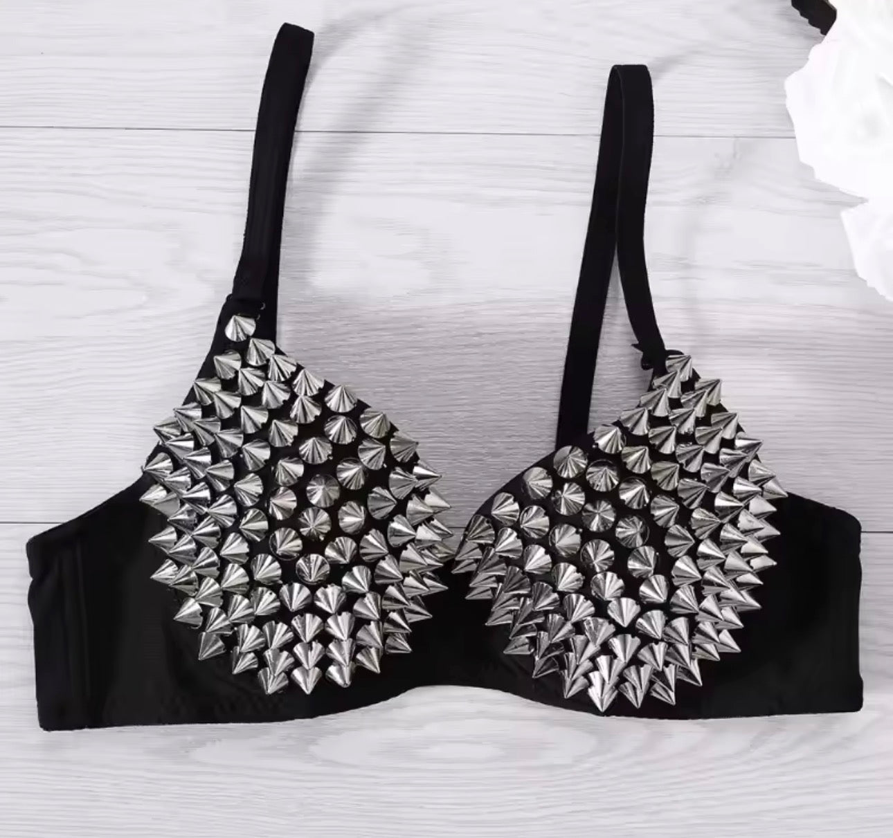 Silver Rivets Punk Rave Bralette Lingerie Gothic Bra Top Sexy Push Up Brassiere Nightclub Party Bar Fashion Hot Bras for Women