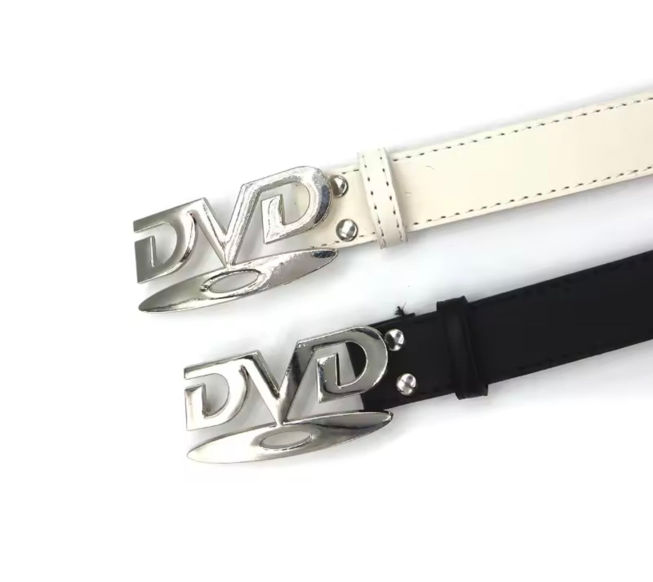 Unisex Nostalgic DVD Buckle Belt Versatile Black White Decorative Waist Straps Belt for Men Women Jeans Matching Gift for Her