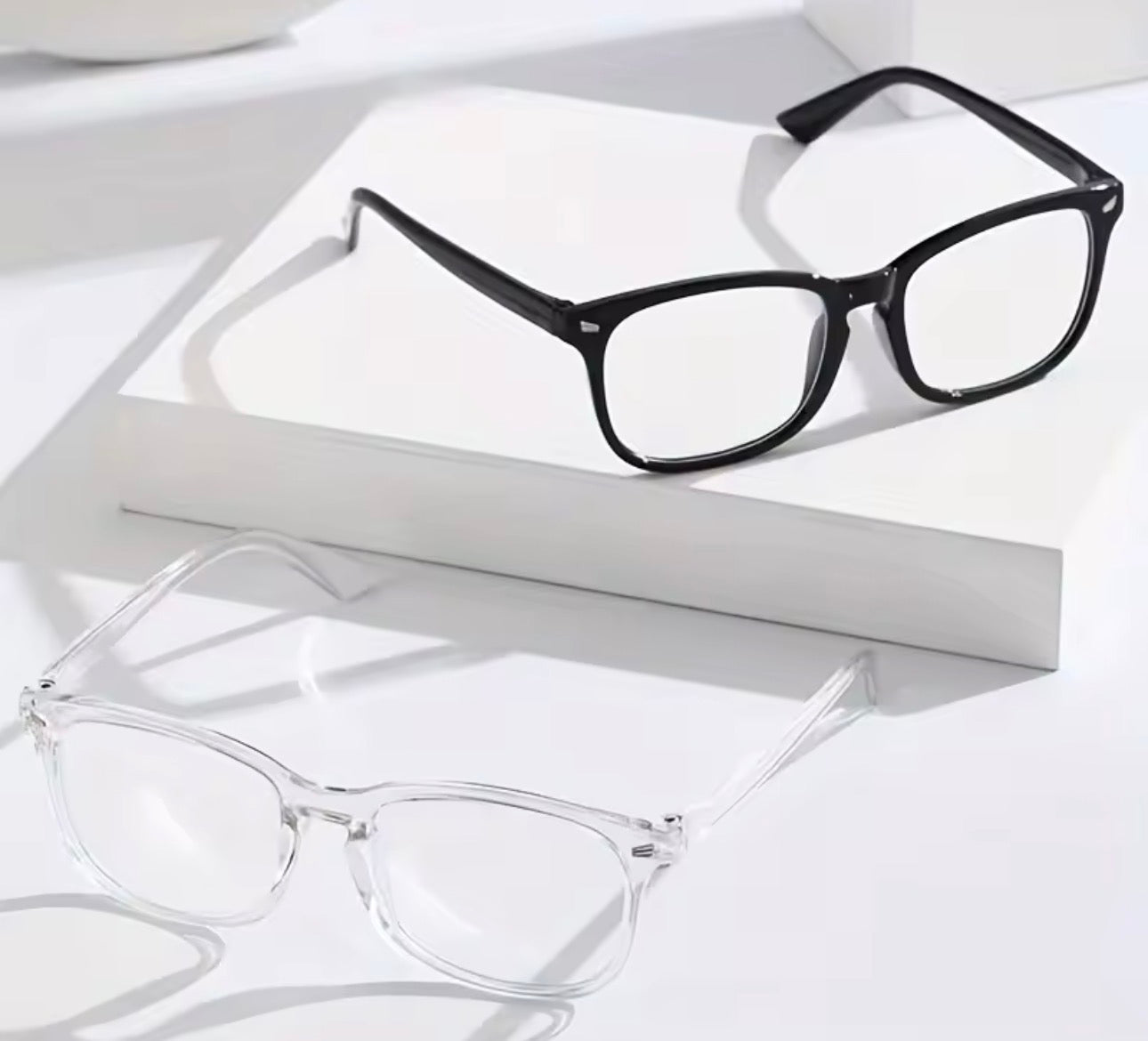 3pcs Lightweight PC Frames Minimalist Square Clear Lens Glasses - Blue Light Blocking, Full Frame, for Everyday & Casual Wear