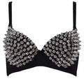 Silver Rivets Punk Rave Bralette Lingerie Gothic Bra Top Sexy Push Up Brassiere Nightclub Party Bar Fashion Hot Bras for Women