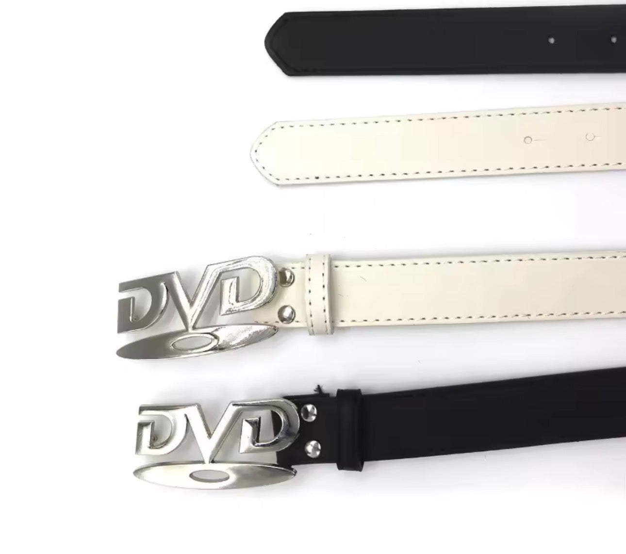 Unisex Nostalgic DVD Buckle Belt Versatile Black White Decorative Waist Straps Belt for Men Women Jeans Matching Gift for Her
