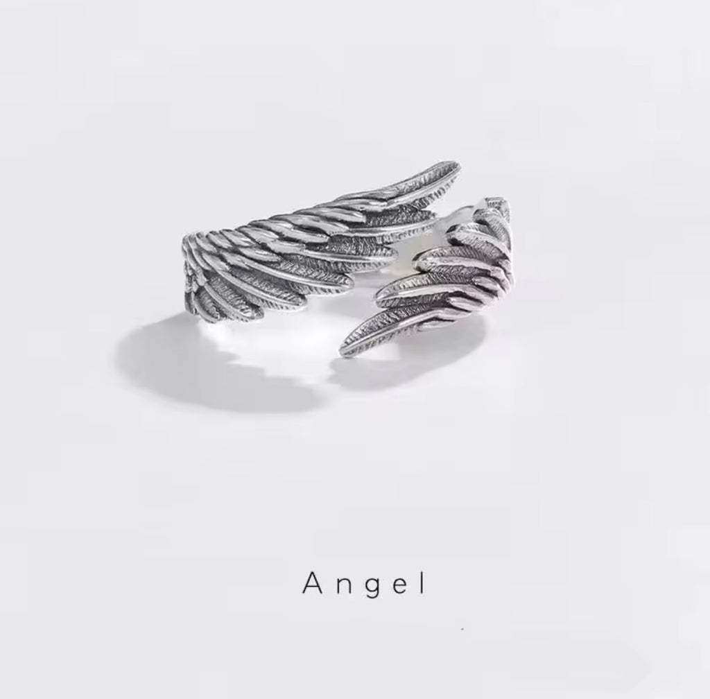 Retro Angel Demon Wings Creative Ring For Men Women Punk Gothic Open Ring Handmade Unisex Jewelry Accessories Gift For Lovers