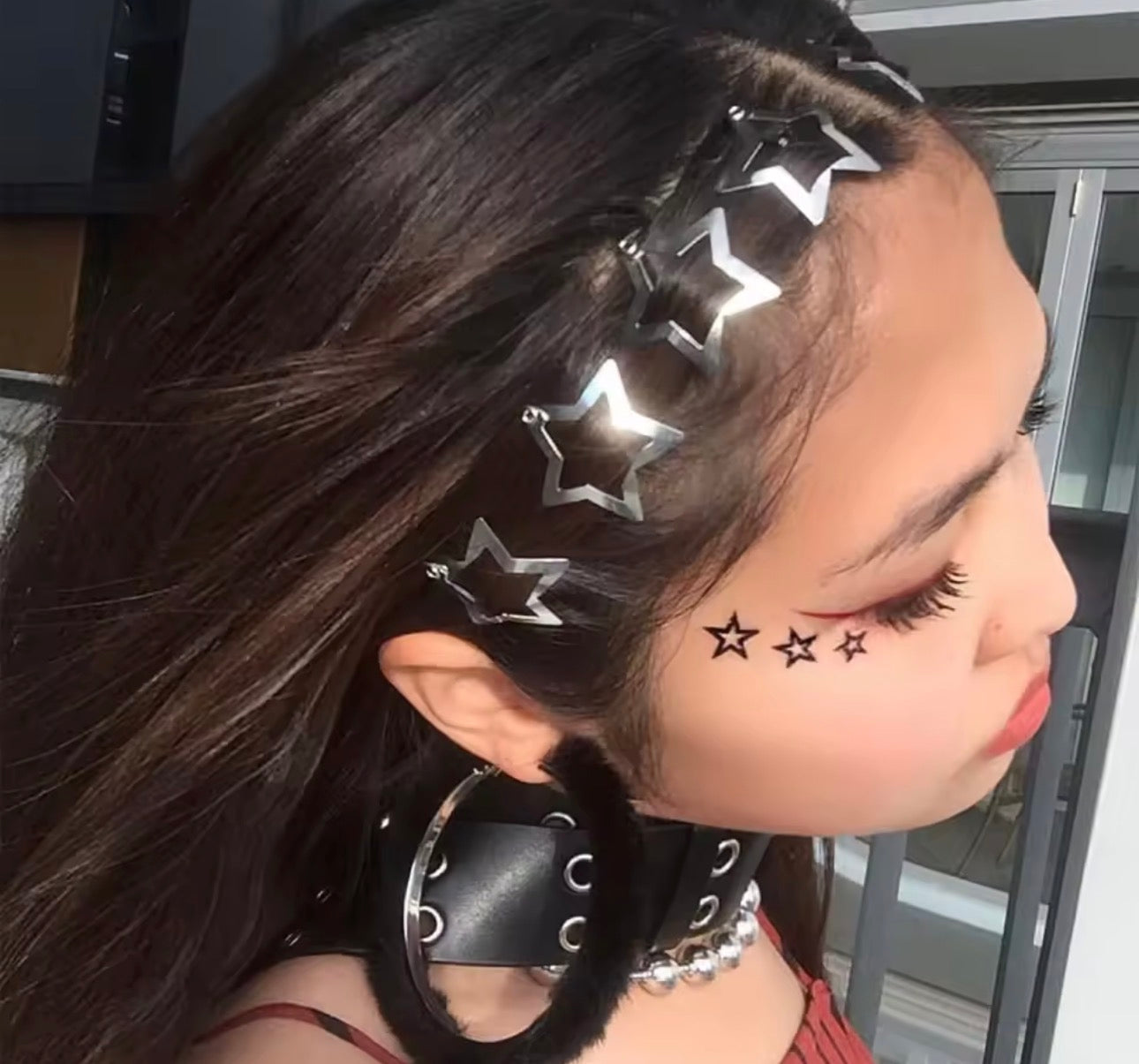 10ps  1.22" Star Hair Clips 2000s Y2K Snap Hair Barrettes Non Slip Hair Accessories Silver Metal Hair Clips For Girls